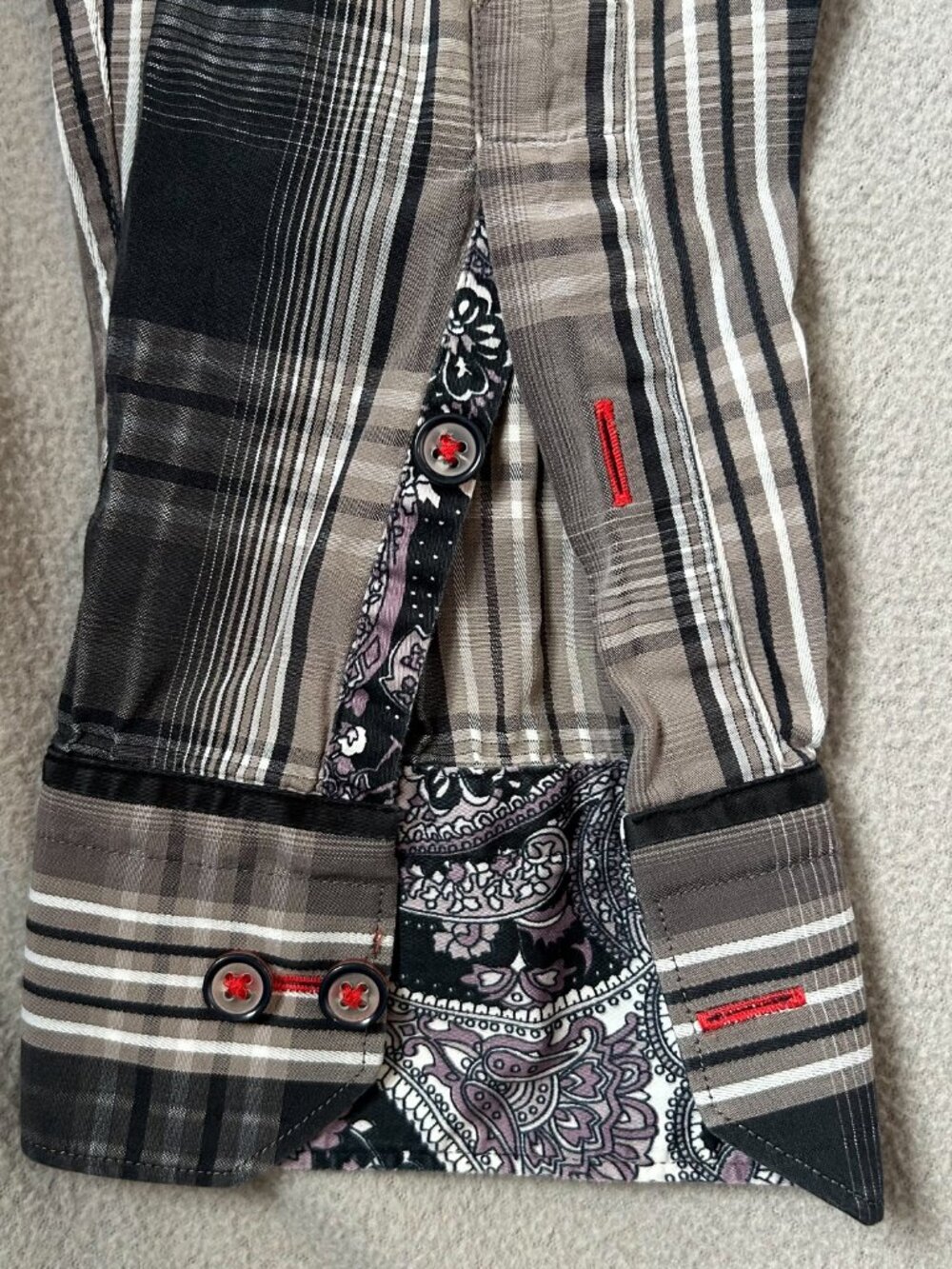 7 Downie St. Men’s Plaid Long Sleeve Sport Shirt - Black / Grey - US Medium - Picture 3 of 10